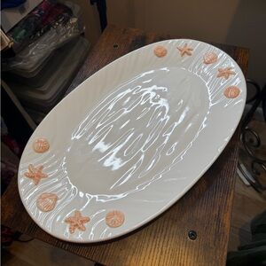 Vintage Mesa International Seashell Sea Star Embellished Oval Platter 18.5x11